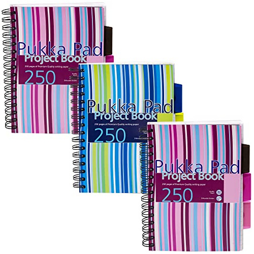 Cuaderno De Proyectos Rayas A5, Juego De 3, 21 X 14.9 C...