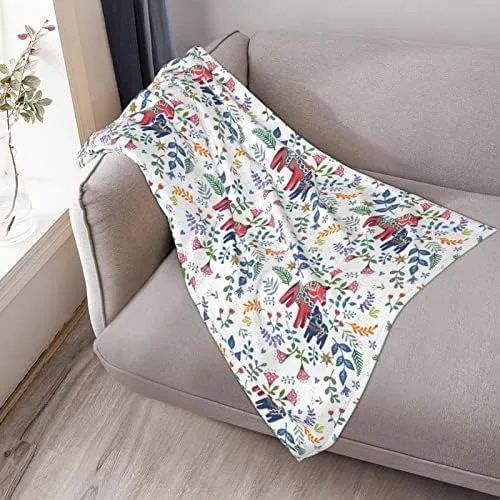 Frazada Con Diseño De Caballos Y Flores