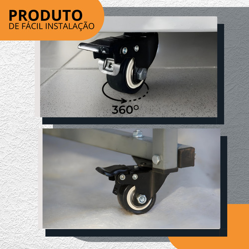 Kit 4 Rodinhas Para Moveis Giratória Reforçada Com Freio Rodas Líder Rodízios Cor Preto