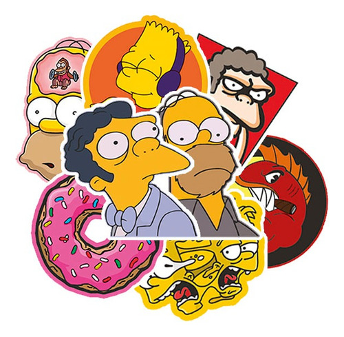 Stickers Resistentes Al Agua Pack 30u Catálogo Simpsons