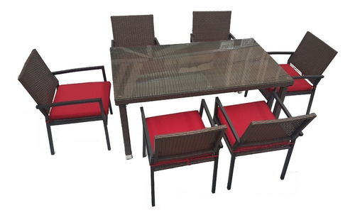 Combo Living Comedor 6 Sillas Y Mesa Deco Diseño Mod Jdj 74