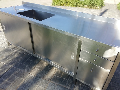 Mesada Bacha Industrial Gastronomia 1.4m Con Estante Fabrica