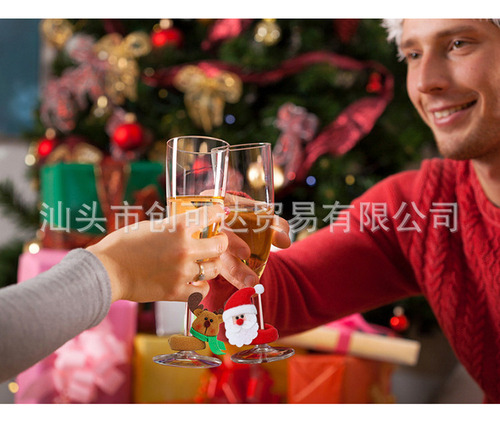 Bbb Copa Vino Navidad Abrazando A Papá Noel Decoración