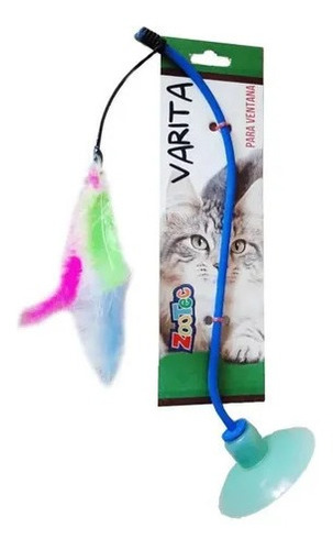 Juguete Gato Varita Ventosa Vidrio Elastico Pluma Cascabel