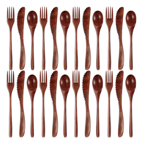 Busnos Utensilios De Madera Para Comer, 24 Piezas, Juego De