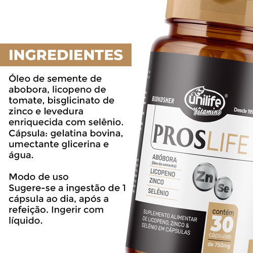 Óleo Abóbora, Licopeno, Zinco E Selênio Unilife 30 Cáps