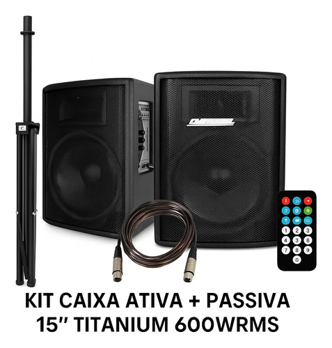 Kit Caixa Ativa + Passiva Datrel 15 Titanium 600wrms