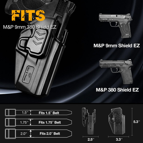 Funda Holster 9mm 380 Ez M & P Shield Kydex Owb Clip Ajustab