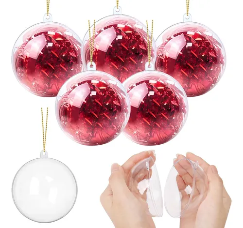 20 Bolas De Plástico Transparente Para Decoración Navideña D