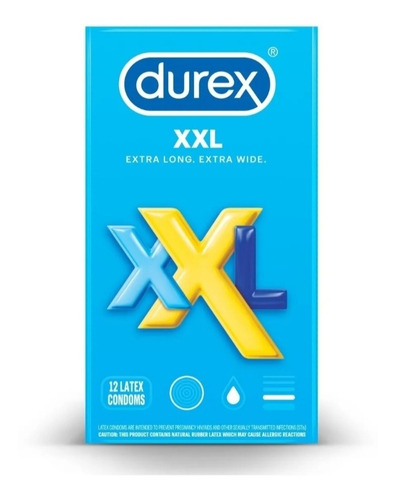 Durex Xxl Condones Extragrandes Mayor Diametro Longitud 12pz