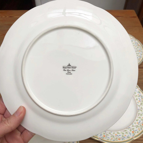 Juego 6 Platos Lunch Royal Bone China Flora Tailandia (Usado)