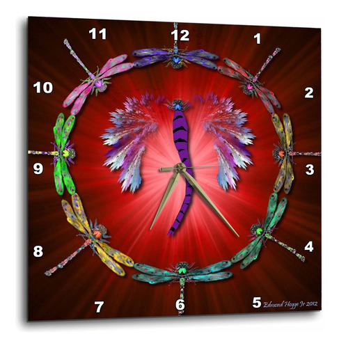 3drose Dragonfly Dance - Reloj De Pared, 13 Por 13 Pulgadas.