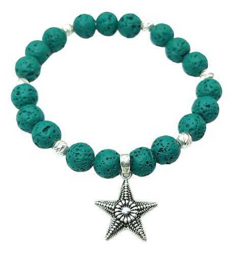 Pulsera De Piedras Naturales Dije De Plata 925 Estrella Mar