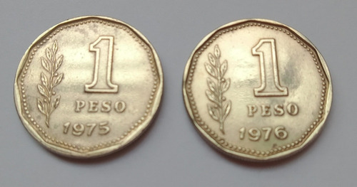 Monedas 1 Peso Argentina - 2 Uds. 1975 - 1976