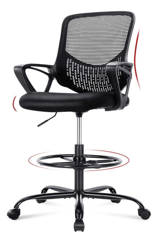 Homefla Mid-back Mesh Drafting Chair - Silla De Oficina Alta