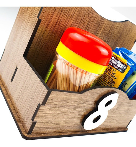 Porta Guardanapo De Madeira Mdf Rústico Galheteiro Kit 10 Un