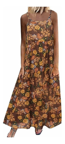 Vestido Bohemio Sin Mangas Suelto De Gran Tamaño Para Mujer