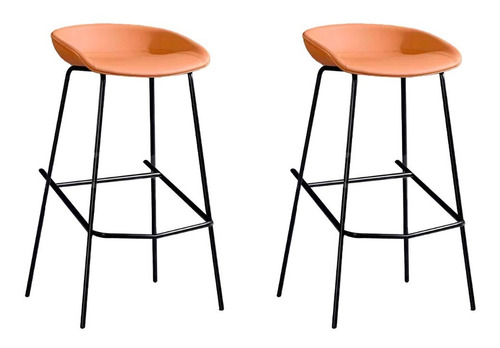 Pack 2 Silla Taburetes Altas De Bar Con Patas De Metal