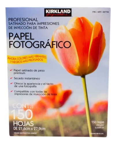 Papel Fotográfico Premium Kirkland Tamaño Carta 150 Hojas