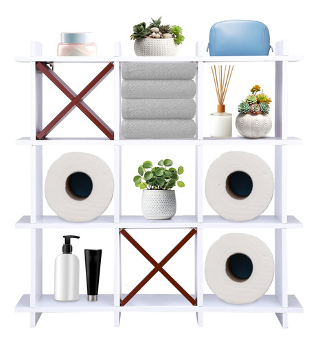 Soporte De Papel Higiénico Tic Tac Toe Estante De Baño Rusti