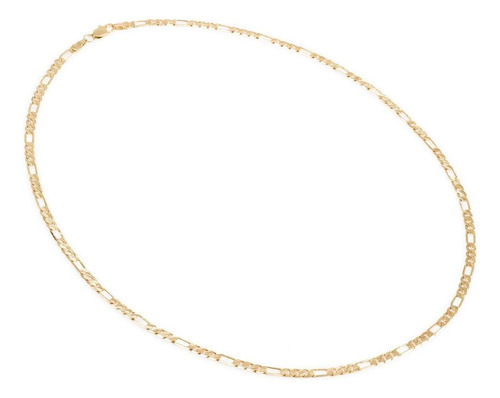 Cadena Collar Figaro 3x1 4mm Unisex 55cm Chapa De Oro 18k Color Dorado