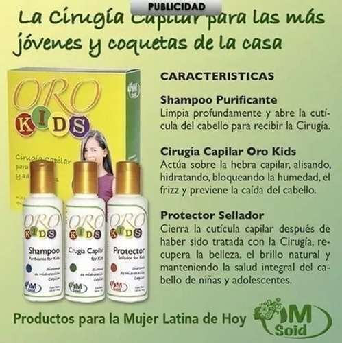 Cirugia Capilar Para Niñas Y Adolescentes Oro Kids 120 Ml