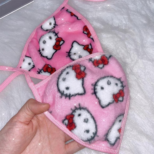 Pijamas De Dama Short Y Crop Top Brassier De Hello Kitty