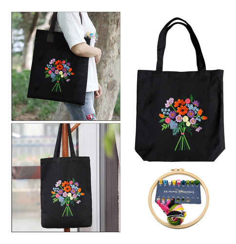 Kit De Bordado De Bolsa De Lona Con Flor De Gota De Rocío