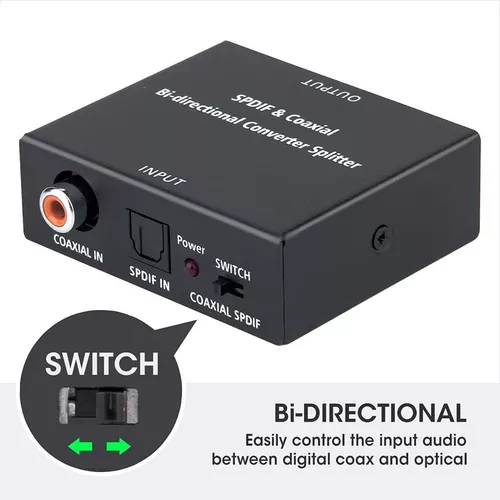Convertidor de audio digital óptico a coaxial o coaxial a óptico,  convertidor/adaptador/repetidor de audio digital bidireccional coaxial  a/desde