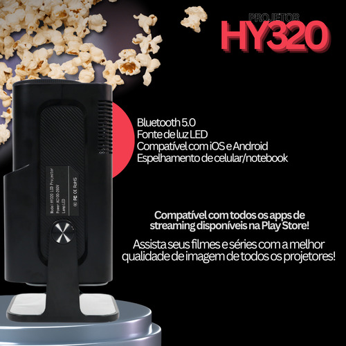 Projetor Hy320 Mini 4k Android 13 Wi-fi Bluetooth Cinema