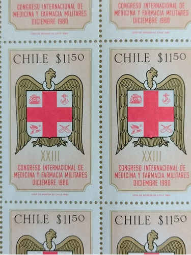 Antique, Hoja 20 Sellos Chile, Año 1980.