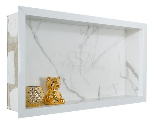 Nicho Porcelanato Porta Shampoo Carrara Imediato