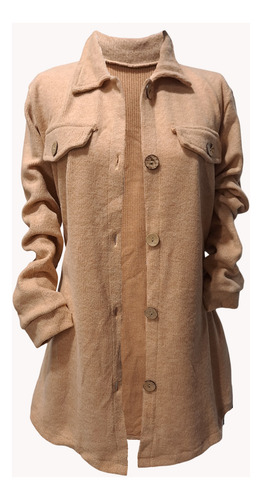 Camisaco Saco Camisa Cardigan Lanilla Frizada Elastizada