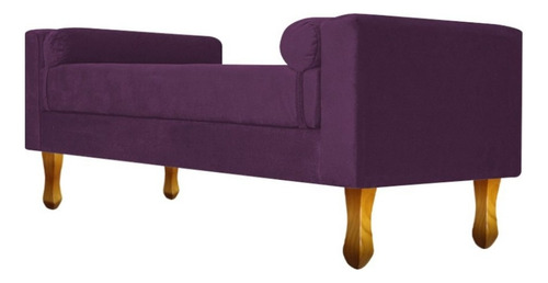 Recamier Baú Félix Queen Size 160cm Suede Roxo - Amarena