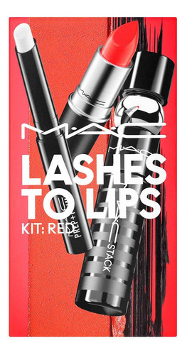 Set Maquillaje Mac Lashes To Lips Kit Red 3c