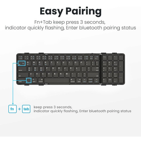 Teclado Bluetooth Plegable Con Teclado Numérico, Sin Costura
