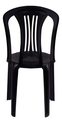 Silla Plástico Mor Reforzada Pvc Sin Posabrazos Jardin X2 Color Negro Lisa