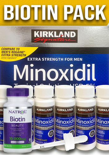 Minoxidil 5% + Biotina Natrol 10,000 Mcg 100 Tabs