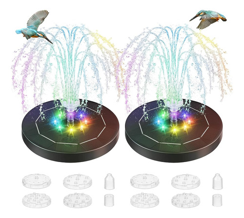 ~? Saillong 2 Pack 5w Solar Bird Bath Fountain Pump Con Luce