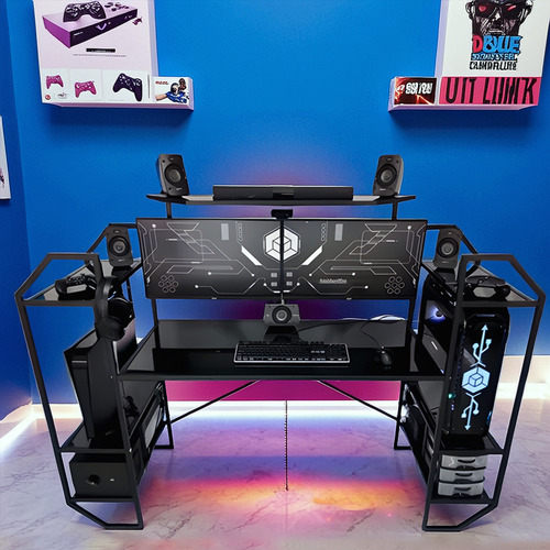 Escritorio Gamer Multifuncional Para Computadora Y Cuarto Negro