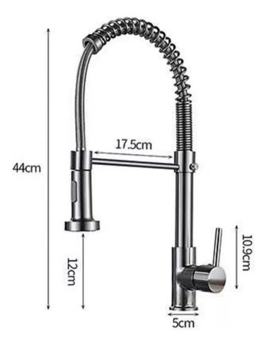 Griferia Extensible Ah Home Mesada De Acero Inoxidable Ah02 Acabado Cepillado Color Gris