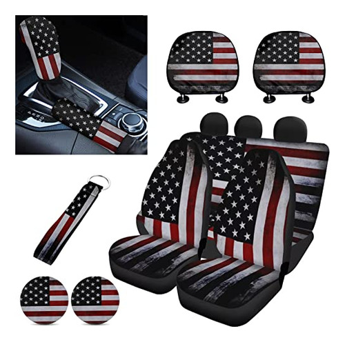 Fkelyi Patriotic Decor American Flag Seat Covers For Car Fro