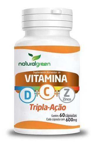 Vitamina D + C + Zinco Tripla Ação 60caps Natural Green