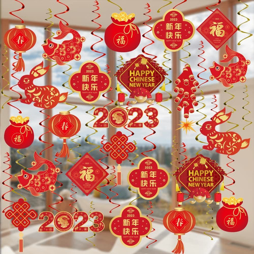 Littleloverly Decoracion Año Chino 2022 Espiral Colgante 
