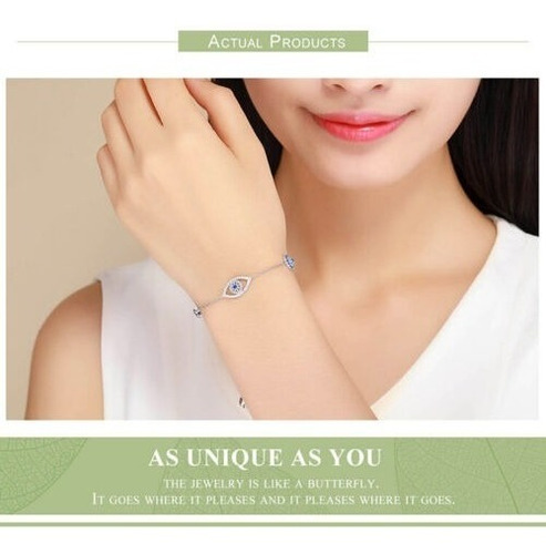 Imagen 6 de 10 de Pulsera Ojo Del Futuro Plata 925 Micro Pave Circonias Azules