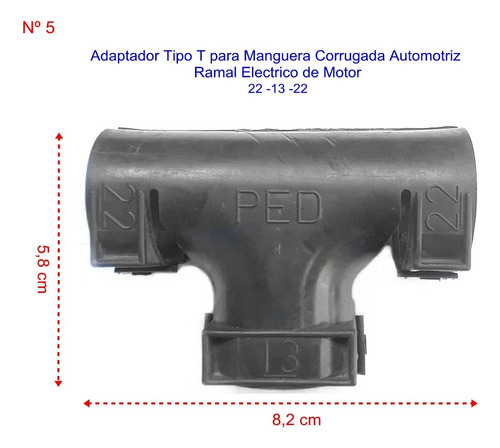 Adaptador T Manguera Corrugada Automotriz Ramal Electric (5)