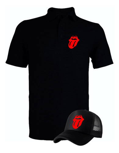 Camiseta Tipo Polo Rolling Stones Obsequio Gorra Serie Black