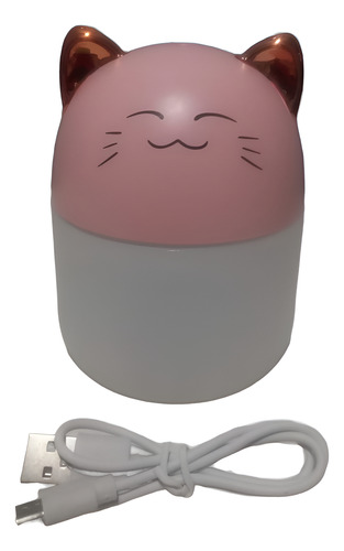 Humidifcador Ambiente Difusor Gatito Con Luz Led Aromatico Rosa