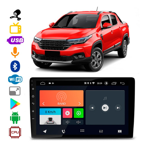 Mp5 Fiat Strada 2020 A 2021 9 Pol Android Aplicativos Câmera