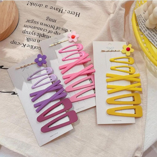 Hebillas De Pelo Clip Niña Colores X 7 Unidades Color Amarillo